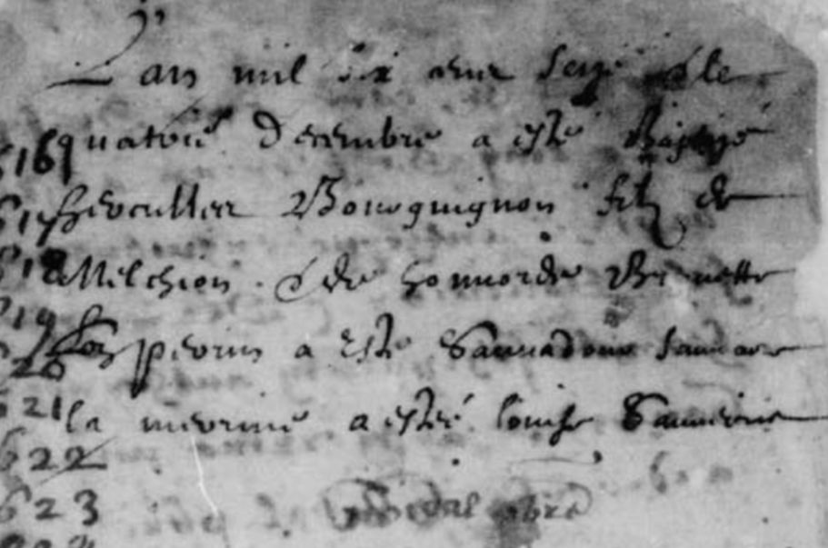 Acte de naissance de Bourguignon né le 4 décembre 1616