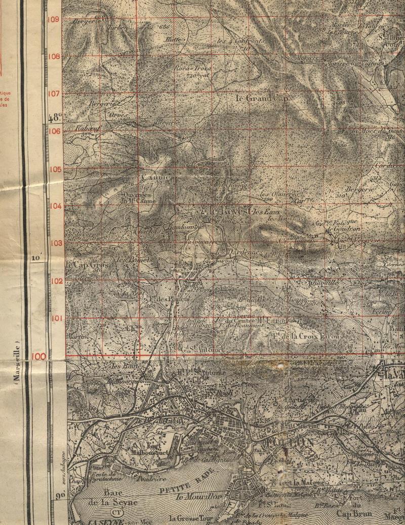 Carte d'état major région Toulon 1868