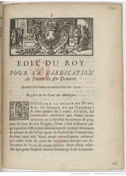 Édit royal du 16 octobre 1709 - source Gallica BNF